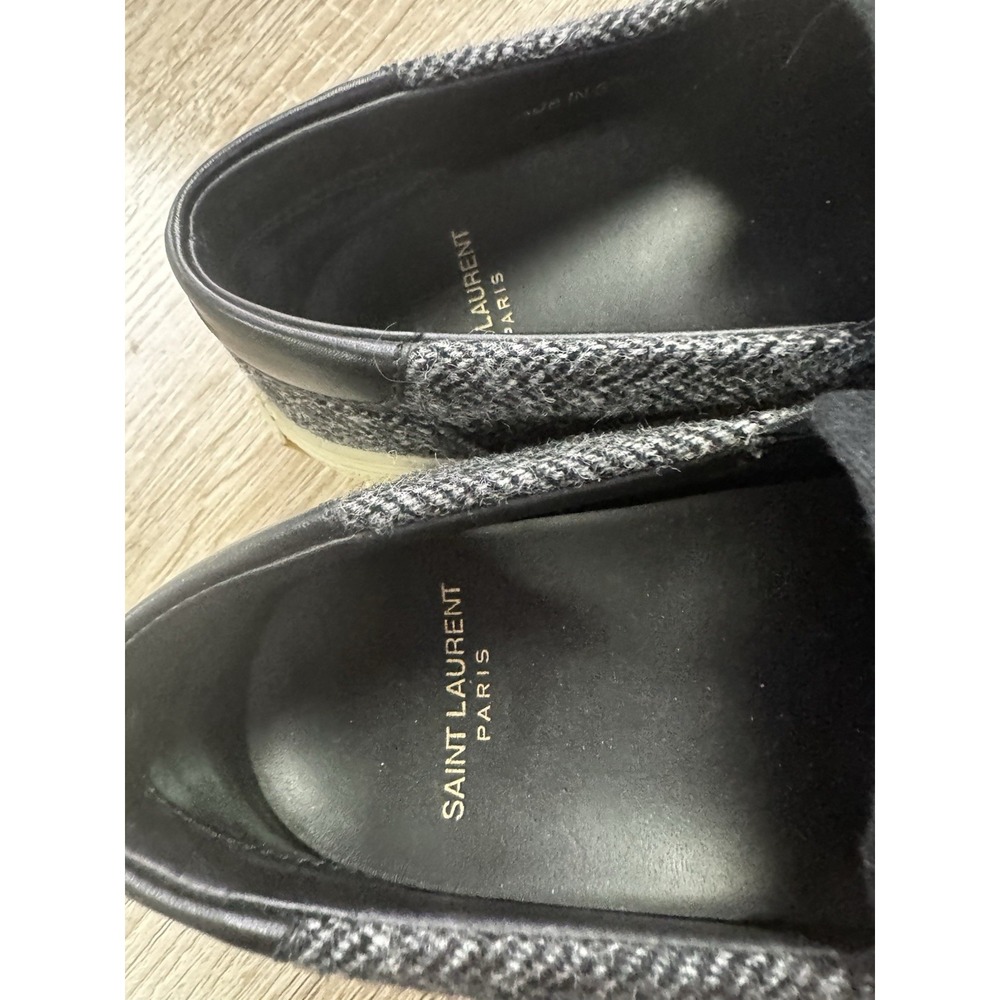 Saint Laurent Loafer Shoe Grey Wool With White Soles Slip On Back Size 36 SB23 - Picture 2 of 6
